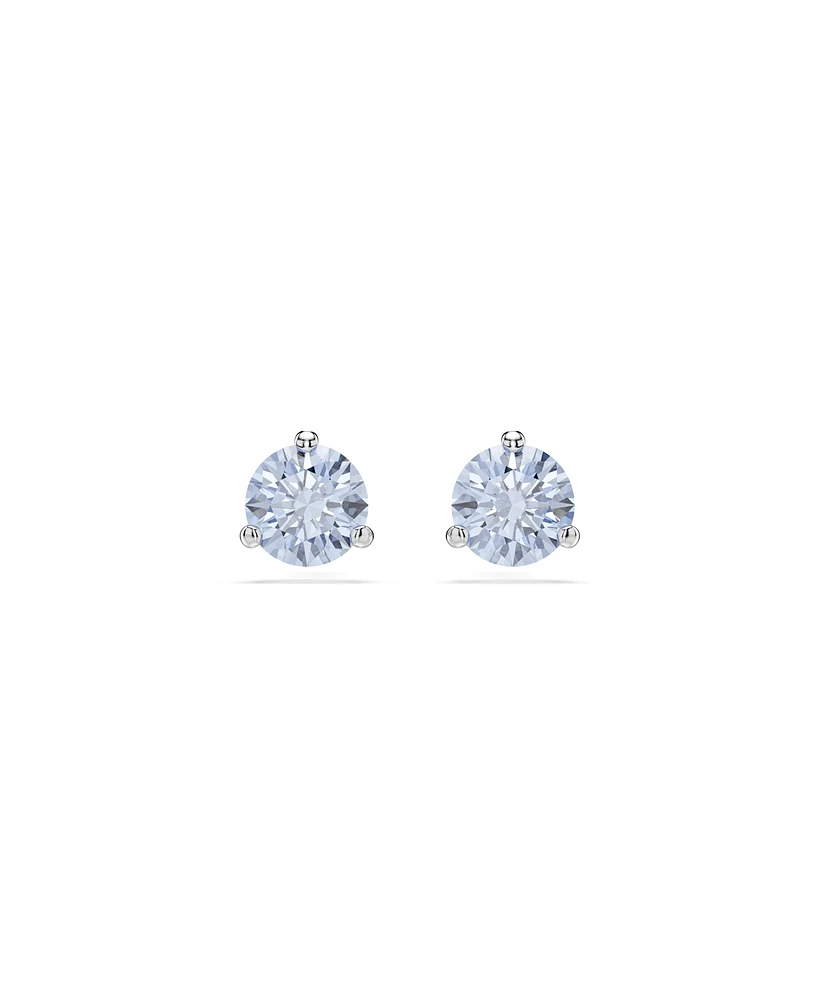 Swarovski Round Cut Rhodium Plated Solitaire Stud Earrings