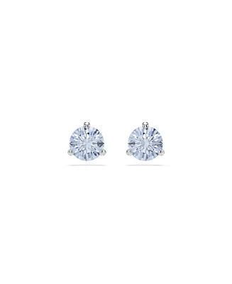 Swarovski Round Cut Rhodium Plated Solitaire Stud Earrings