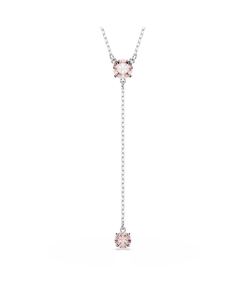 Swarovski Round Cut Rhodium Plated Attract Y Necklace