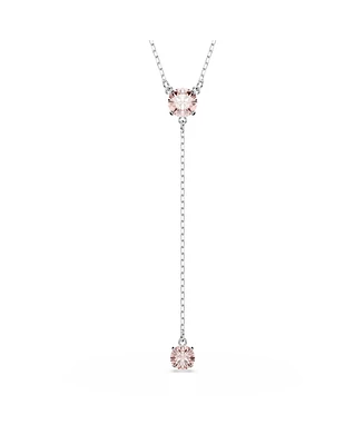 Swarovski Round Cut Rhodium Plated Attract Y Necklace