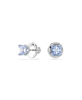 Swarovski Square Cut Rhodium Plated Matrix Stud Earrings