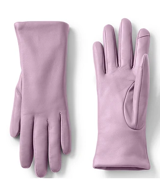 Lands' End Women's Ez Touch Screen Cashmere Lined Leather Gloves