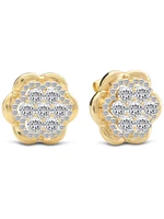 Devata Cubic Zirconia Rose Stud Earrings in 14K Gold, approx. 4.3 grams