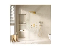 Casainc 4-Function 20 Inch Wall Mounted Rectangular Rainfall Thermostatic Shower System With 6 Body Jets