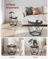 Slickblue Round Coffee Table with Steel Frame Set of 2