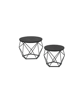 Slickblue Round Coffee Table with Steel Frame Set of 2