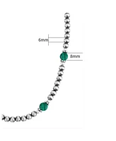 American West Jewelry Sterling Silver and Malachite Bead Necklace, 17 to 20 Inches