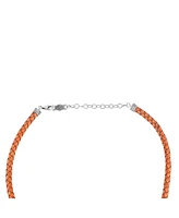 American West Jewelry Braided Genuine Antique Orange Leather Sterling Silver Necklace, 17 to 20 Inches