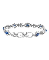 American West Jewelry Sterling Silver Lapis Gemstone Concha Link Bracelet