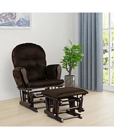 Gymax Baby Nursery Relax Rocker Rocking Chair Glider & Ottoman Set w/ Cushion
