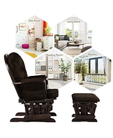 Gymax Baby Nursery Relax Rocker Rocking Chair Glider & Ottoman Set w/ Cushion