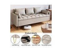 gaomon Sofa Leather 3-Seater Sofa Comfortable Living Room Sofa Modern Sofa with seat Storage Sofa and Ottoman Set with Hand-Stitched Cushions Suitable