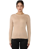 Jennie Liu Women's Tissue Weight Cashmere Silk Rib-knit Crewneck Sweater