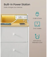 Slickblue Dresser for Bedroom with 9 Fabric Drawers, Led Lights, and Built-In Charging Station