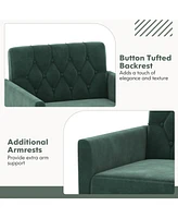 Gouun Modern Velvet Accent Chair with Button Tufted Back Metal Legs and Adjustable Foot Pads