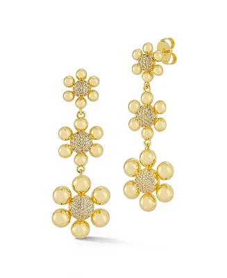 Rachel Zoe Gold Plated Graduating Flower Drop Earrings