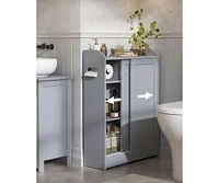 Slickblue Slim Bathroom Storage Cabinet with Toilet Paper Holder & Brush Compartment for Compact Bathrooms