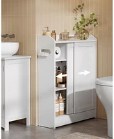 Slickblue Slim Bathroom Storage Cabinet with Toilet Paper Holder & Brush Compartment for Compact Bathrooms