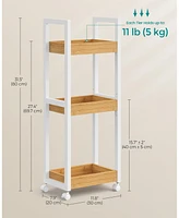 Slickblue 3-Tier Rolling Utility Cart on Wheels, Slim Narrow Storage Shelf for Organizing