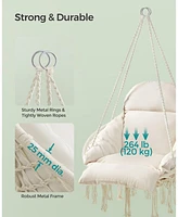 Slickblue Boho Hanging Chair with Large Thick Cushion, Hammock Swing Chair for Bedroom or Indoor Use
