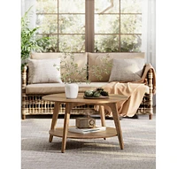 Slickblue 2-Tier Round Coffee Table with Storage