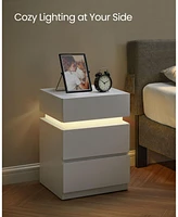 Slickblue Nightstand with Led Lights Adjustable Colors, 3-Drawer Bedside Table