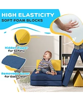 Qaba 6 Piece Modular Kids Play Couch with Washable Cover,