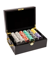 Slickblue Ace Casino Poker Chip Set (500 Count) – Clay Composite Chips in Black Mahogany Wood Case for Casino-Style Play