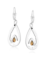 American West Jewelry Sterling Silver Picture Jasper Gemstone Open Teardrop Dangle Earrings