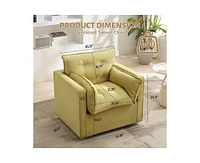 gaomon Uphosltered 360° Swivel Accent Armchair, Modern Accent Chair with Thick Cushion, Oversized Single Sofa Chair for Living Room & Office, Com