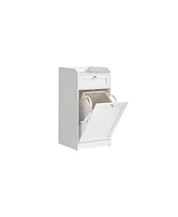 Slickblue Freestanding Bathroom Laundry Cabinet with 2 Drawers & Tilt-Out Hampers with Handles