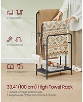 Slickblue Freestanding Towel Rack, 3-Tier Blanket Holder with Storage Shelf for Organization