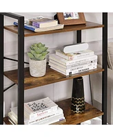 Slickblue 4-Tier Ladder Shelf, Industrial Bookshelf Storage Rack with Stable Iron Frame for Living Room & Office