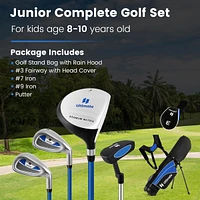 Gymax 31'' Portable Junior Complete Golf Club Set for Kid Age 8+ Set of 5