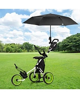 Gymax 3-Wheel Foldable Golf Push Pull Cart Trolley w/ Seat Adjustable Handle