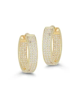 Rachel Zoe 14K Gold Plated Sterling Silver Pave Oval Hoop Earrings