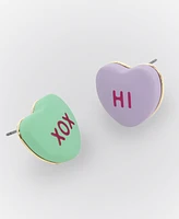 Betsey Johnson Multicolored Sweetheart Mismatch Stud Earrings