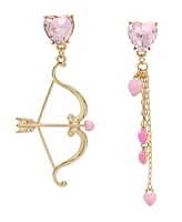 Betsey Johnson Faux Stone Heart Arrow Mismatch Earrings