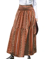 Cupshe Women's Boho Smocked Waist Maxi Skirt