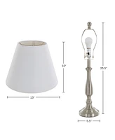 Lavish Home 25.5" Brushed Steel Table Lamp Set