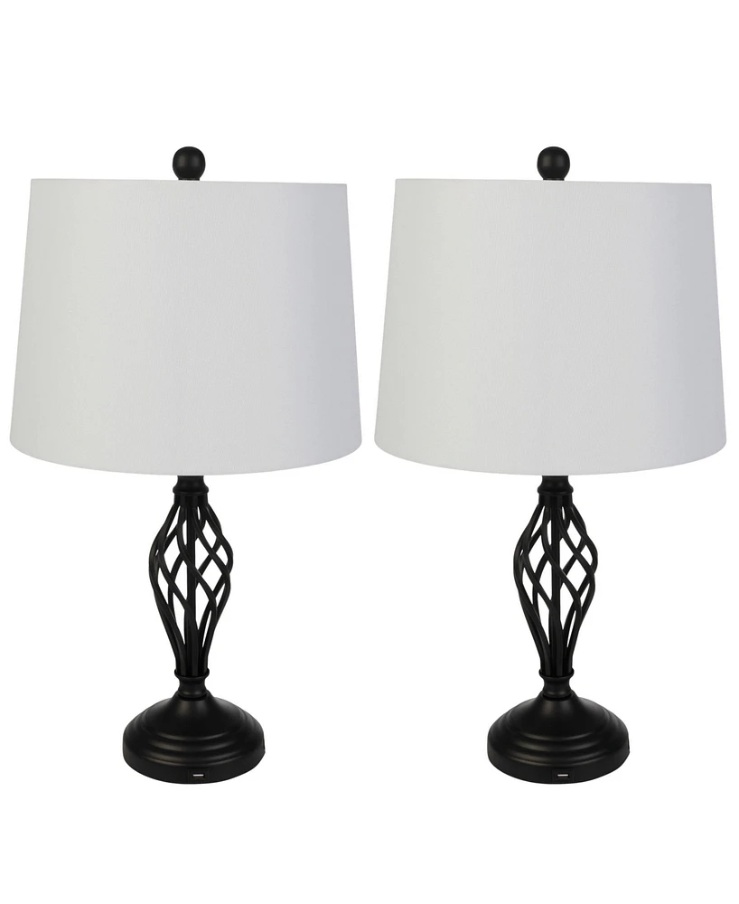 Lavish Home 24.41" Usb Charging Led Table Lamp Set