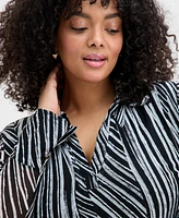 INC Plus Printed Johnny Collar Knit Top, Exclusively at Macy's