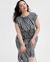 I.n.c. International Concepts Plus Printed Faux-Wrap Midi Dress, Exclusively at Macy's