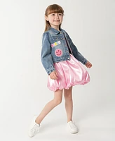 Sparkle & Shine Little Girls Liquid Metallic Dress with Denim Jacket, 2-Piece Set