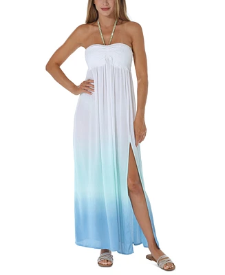 Raviya Women's Strapless Smocked Ombre Cover-Up Dress