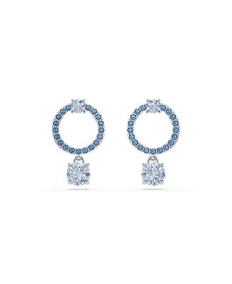 Swarovski Round Cut Rhodium Plated Attract Drop Earrings