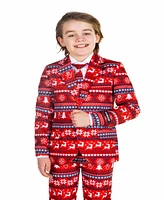 Suitmeister Little and Big Boys Christmas Nordic Pixel Red, 3 Piece Set