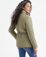 Style & Co Petite Cinch-Waist Quilted Jacket, Exclusively at Macy's