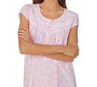 Eileen West Women's Cap-Sleeve Cotton Short Nightgown