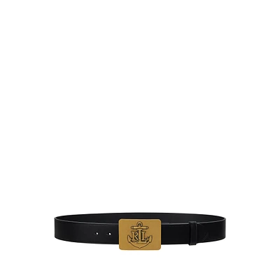 Lauren Ralph Anchor-Buckle Leather Wide Belt